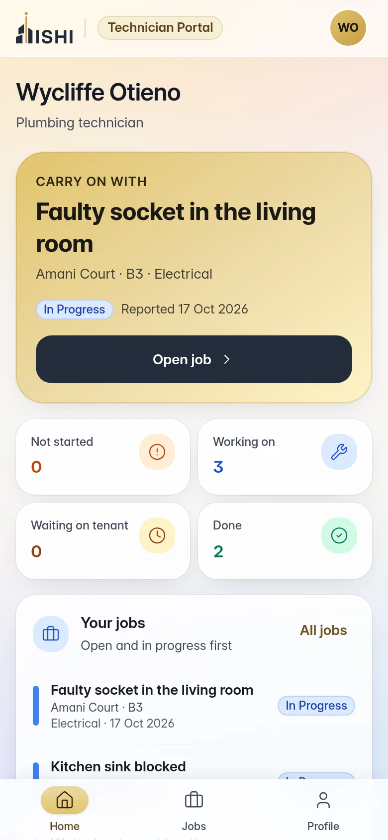 The ISHI technician portal